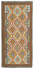  Kelim Afghan Old Style Teppe 97X206 Ekte Orientalsk Håndvevd Mørk Brun/Olivengrønn (Ull, Afghanistan)