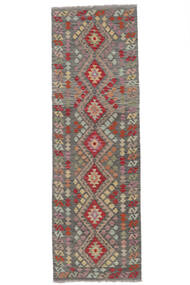 94X298 Kelim Afghan Old Style Teppe Orientalsk Løpere Brun/Mørk Rød (Ull, Afghanistan)