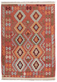  Kelim Afghan Old Style Teppe 134X191 Ekte Orientalsk Håndvevd Mørk Brun/Mørk Rød (Ull, Afghanistan)