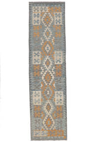  Kelim Afghan Old Style Teppe 80X300 Ekte Orientalsk Håndvevd Teppeløpere Hvit/Creme/Mørk Grå (Ull, Afghanistan)