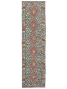  Kelim Afghan Old Style Teppe 79X290 Ekte Orientalsk Håndvevd Teppeløpere Mørk Grå/Mørk Gul (Ull, )