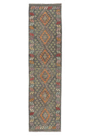  Kelim Afghan Old Style Teppe 78X300 Ekte Orientalsk Håndvevd Teppeløpere Mørk Brun/Svart (Ull, Afghanistan)