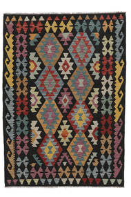  Kelim Afghan Old Style Teppe 128X185 Ekte Orientalsk Håndvevd Svart/Mørk Brun (Ull, Afghanistan)