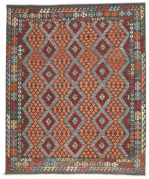  Kelim Afghan Old Style Teppe 245X295 Ekte Orientalsk Håndvevd Svart/Mørk Brun (Ull, Afghanistan)