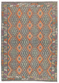  Kelim Afghan Old Style Teppe 204X288 Ekte Orientalsk Håndvevd Mørk Brun/Svart (Ull, Afghanistan)