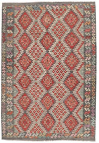  Kelim Afghan Old Style Teppe 204X296 Ekte Orientalsk Håndvevd Mørk Brun/Mørk Grå (Ull, Afghanistan)