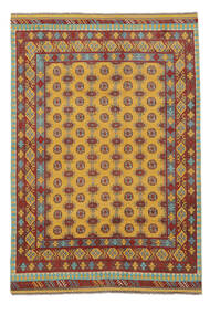  Afghan Teppe 199X283 Ekte Orientalsk Håndknyttet Brun/Mørk Brun (Ull, Afghanistan)