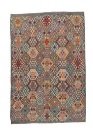  Kelim Afghan Old Style Teppe 215X312 Ekte Orientalsk Håndvevd Hvit/Creme/Mørk Brun/Svart (Ull, Afghanistan)