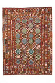  Kelim Afghan Old Style Teppe 257X343 Ekte Orientalsk Håndvevd Mørk Brun/Mørk Rød Stort (Ull, Afghanistan)