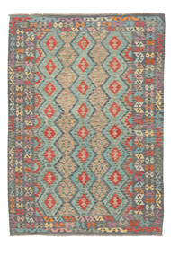  Kelim Afghan Old Style Teppe 209X287 Ekte Orientalsk Håndvevd Mørk Grønn/Svart (Ull, Afghanistan)
