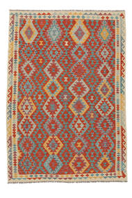  Kelim Afghan Old Style Teppe 201X290 Ekte Orientalsk Håndvevd Hvit/Creme/Mørk Brun (Ull, Afghanistan)