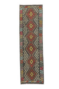  Kelim Afghan Old Style Teppe 88X292 Ekte Orientalsk Håndvevd Teppeløpere Svart, Brun (Ull, )