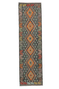  Kelim Afghan Old Style Teppe 81X281 Ekte Orientalsk Håndvevd Teppeløpere Svart/Brun (Ull, )