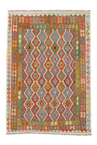  Kelim Afghan Old Style Teppe 198X293 Ekte Orientalsk Håndvevd Beige, Mørk Rød (Ull, Afghanistan)