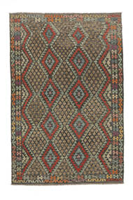  Kelim Afghan Old Style Teppe 196X295 Ekte Orientalsk Håndvevd Mørk Grønn/Mørk Brun (Ull, Afghanistan)