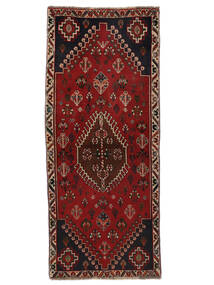  Shiraz Teppe 81X194 Ekte Orientalsk Håndknyttet Teppeløpere Svart, Mørk Rød (Ull, Persia/Iran)