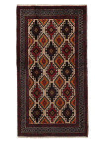 Beluch Teppe 96X179 Ekte Orientalsk Håndknyttet Svart, Brun (Ull, Persia/Iran)