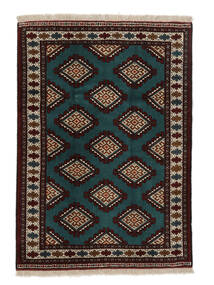  Turkaman Teppe 104X145 Ekte Orientalsk Håndknyttet Svart/Hvit/Creme (Ull, Persia/Iran)
