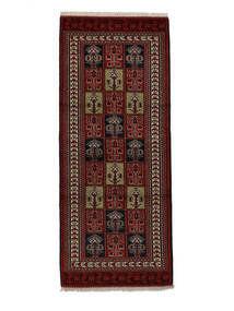  Turkaman Teppe 84X202 Ekte Orientalsk Håndknyttet Teppeløpere Svart/Mørk Rød (Ull, )