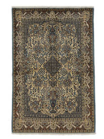  Shahreza Teppe 142X218 Ekte Orientalsk Håndknyttet Svart/Mørk Brun/Hvit/Creme (Ull/Silke, Persia/Iran)