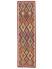  Kelim Afghan Old Style Teppe 80X293 Ekte Orientalsk Håndvevd Teppeløpere Mørk Brun (Ull, Afghanistan)