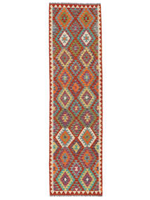  Kelim Afghan Old Style Teppe 82X297 Ekte Orientalsk Håndvevd Teppeløpere Brun, Mørk Rød (Ull, Afghanistan)