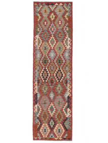  Kelim Afghan Old Style Teppe 83X298 Ekte Orientalsk Håndvevd Teppeløpere Mørk Rød, Brun (Ull, Afghanistan)