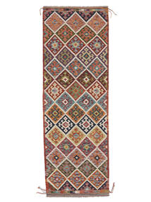  Kelim Afghan Old Style Teppe 87X249 Ekte Orientalsk Håndvevd Teppeløpere Hvit/Creme/Mørk Brun (Ull, Afghanistan)