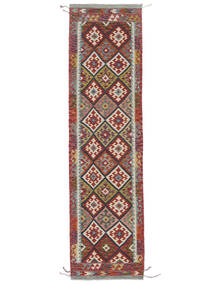  Kelim Afghan Old Style Teppe 81X304 Ekte Orientalsk Håndvevd Teppeløpere Mørk Rød, Brun (Ull, Afghanistan)