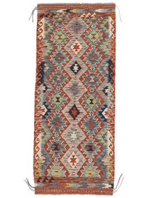  Kelim Afghan Old Style Teppe 78X190 Ekte Orientalsk Håndvevd Teppeløpere Mørk Brun (Ull, Afghanistan)