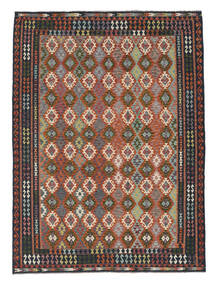  Kelim Afghan Old Style Teppe 256X347 Ekte Orientalsk Håndvevd Svart/Mørk Brun Stort (Ull, Afghanistan)