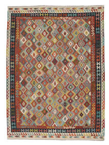  Kelim Afghan Old Style Teppe 261X351 Ekte Orientalsk Håndvevd Mørk Brun/Mørk Grønn Stort (Ull, Afghanistan)