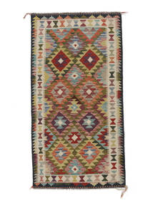  Kelim Afghan Old Style Teppe 97X190 Ekte Orientalsk Håndvevd Mørk Brun (Ull, Afghanistan)