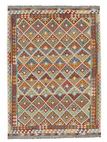  Kelim Afghan Old Style Teppe 213X299 Ekte Orientalsk Håndvevd Brun/Grønn (Ull, )