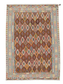  Kelim Afghan Old Style Teppe 262X369 Ekte Orientalsk Håndvevd Mørk Brun/Lysbrun Stort (Ull, Afghanistan)