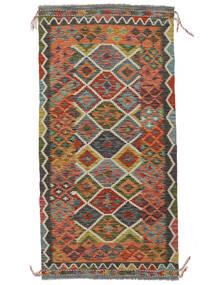  Kelim Afghan Old Style Teppe 105X204 Ekte Orientalsk Håndvevd Mørk Brun/Svart (Ull, Afghanistan)
