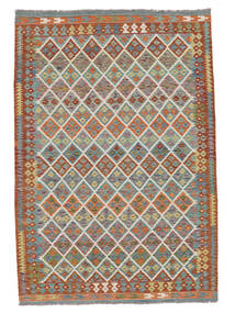  Kelim Afghan Old Style Teppe 198X289 Ekte Orientalsk Håndvevd Mørk Grå/Mørk Brun (Ull, Afghanistan)