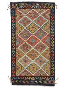  Orientalsk Kelim Afghan Old Style Teppe Teppe 98X191 Brun/Svart (Ull, Afghanistan)