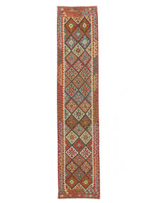  Kelim Afghan Old Style Teppe 83X392 Ekte Orientalsk Håndvevd Teppeløpere Mørk Brun (Ull, Afghanistan)