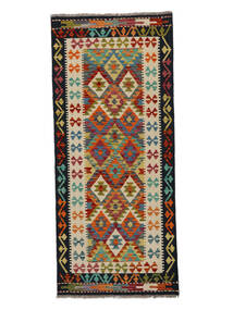  Kelim Afghan Old Style Teppe 81X193 Ekte Orientalsk Håndvevd Teppeløpere Svart (Ull, Afghanistan)