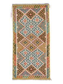  Kelim Afghan Old Style Teppe 101X208 Ekte Orientalsk Håndvevd Brun/Svart (Ull, )