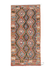  Kelim Afghan Old Style Teppe 95X195 Ekte Orientalsk Håndvevd Teppeløpere Brun/Mørk Rød (Ull, )