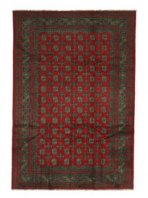  Afghan Teppe 198X289 Ekte Orientalsk Håndknyttet Svart/Mørk Rød (Ull, Afghanistan)