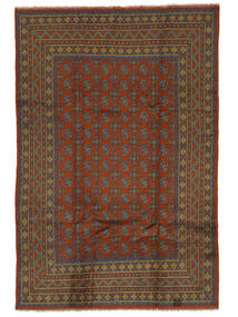  Afghan Teppe 198X304 Ekte Orientalsk Håndknyttet Svart/Mørk Rød (Ull, Afghanistan)