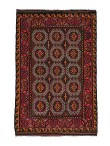 Håndvevd Afghan Vintage Kelim Teppe 185X296 Vintage Ullteppe Svart/Mørk Rød Teppe 