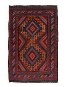  Afghan Vintage Kelim Teppe 208X334 Ekte Orientalsk Håndvevd Svart/Mørk Rød (Ull, Afghanistan)