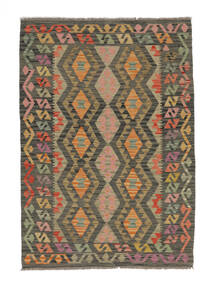  Kelim Afghan Old Style Teppe 129X184 Ekte Orientalsk Håndvevd Mørk Brun/Hvit/Creme/Svart (Ull, Afghanistan)