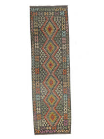  Kelim Afghan Old Style Teppe 85X287 Ekte Orientalsk Håndvevd Teppeløpere Mørk Brun/Mørk Grønn (Ull, Afghanistan)