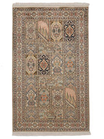  Kashmir Ren Silke Teppe 97X158 Ekte Orientalsk Håndknyttet Mørk Brun (Silke, India)