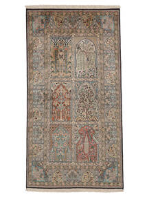  Kashmir Ren Silke Teppe 90X170 Ekte Orientalsk Håndknyttet Mørk Brun/Svart (Silke, India)